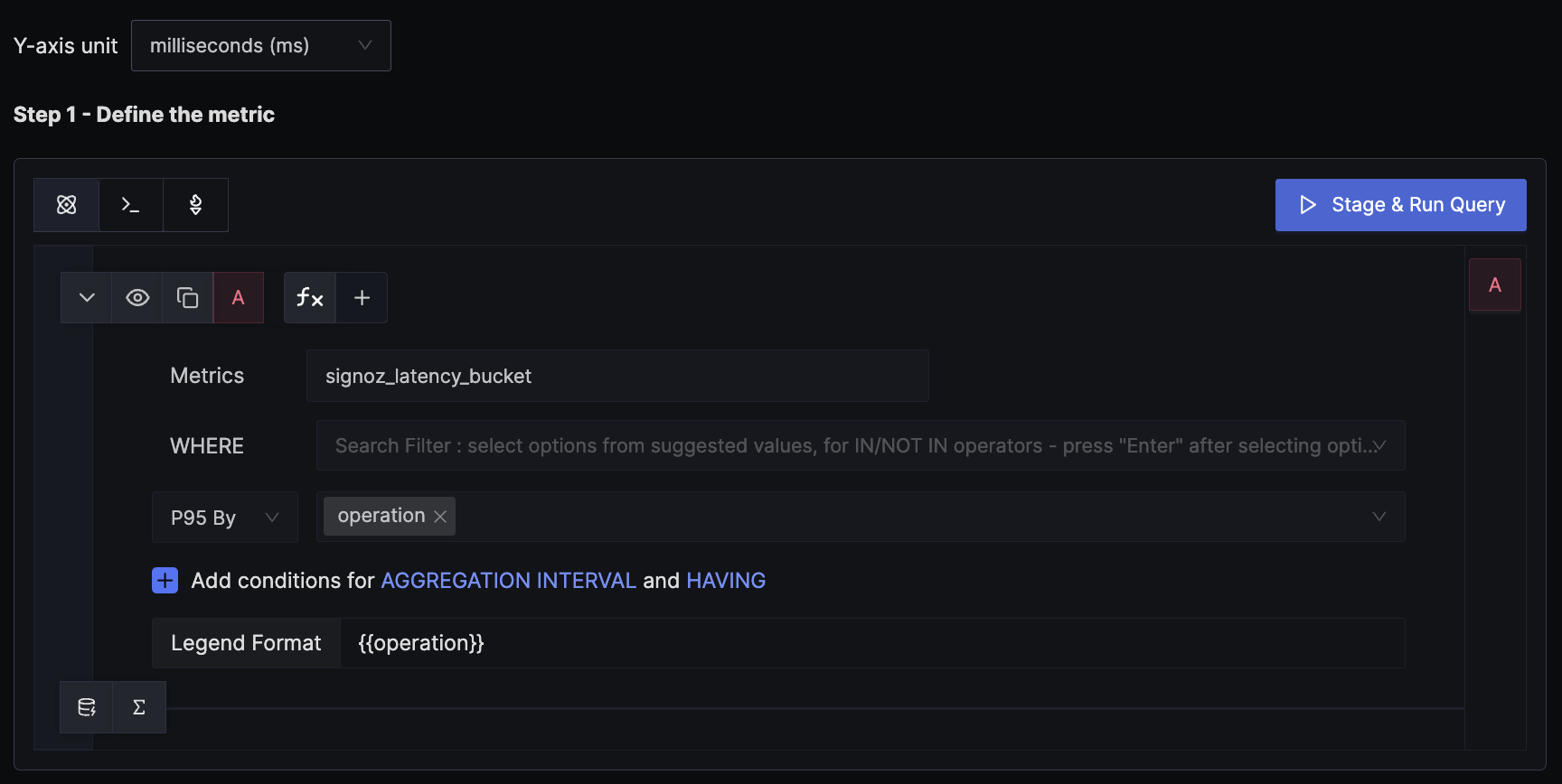 metrics builder query for latency